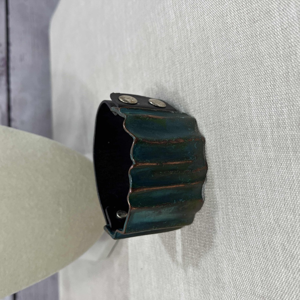 Robert Lee Morris‎ Soho Cuff Bracelet Green Leather Sculptural 7 Inch